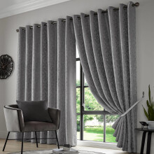 Keswick Eyelet Curtains Pewter 46" x 54"