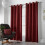 Velvet Chenille Eyelet Curtains Red 56" x 54" 1