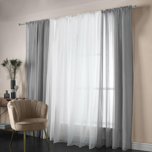 Diana Slot Top Voile Panel Silver 57" x 54"