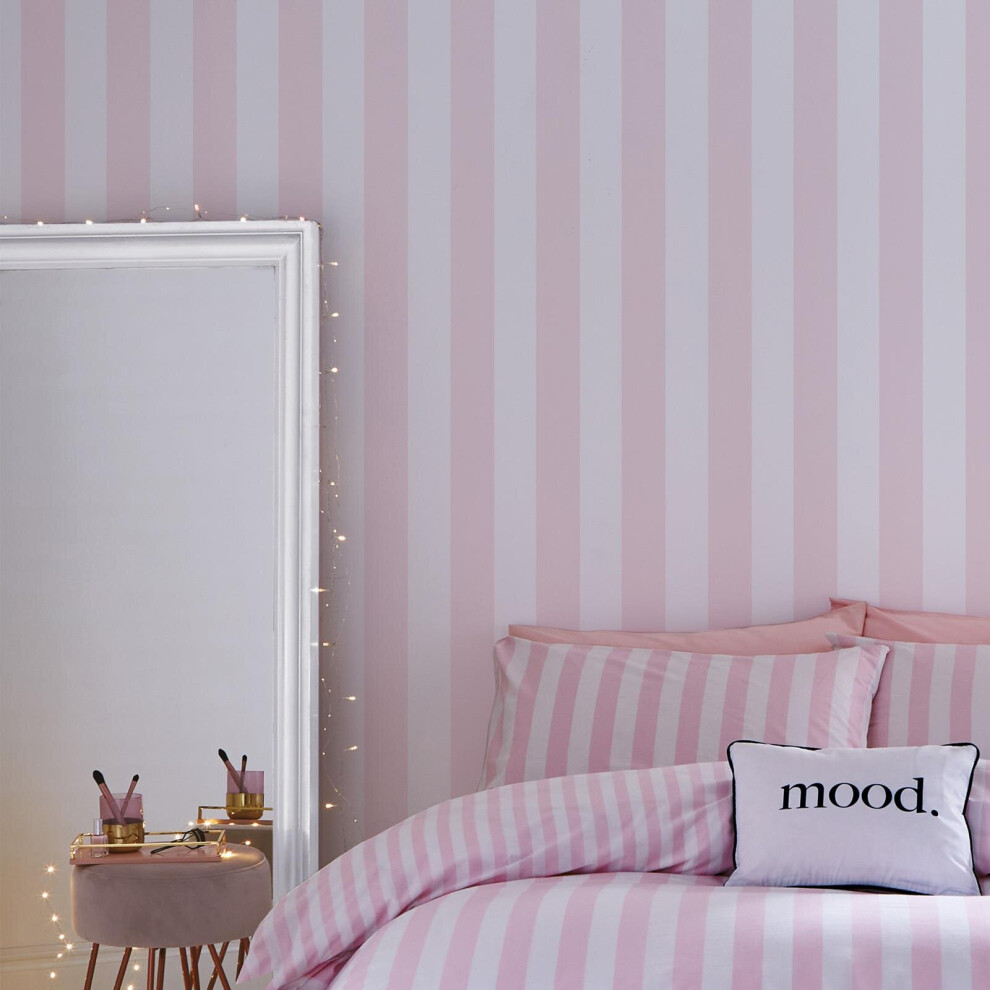 Stripe Tease Wallpaper White & Pink Sassy B