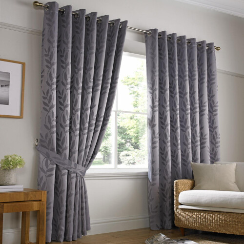 Tivoli Eyelet Curtains Silver 90" x 108"