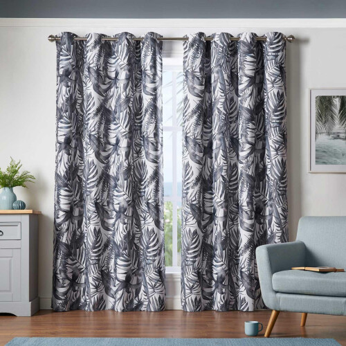 Malay Eyelet Curtains Charcoal 66" x 54"