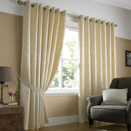 Tivoli Eyelet Curtains Cream 66" x 54"