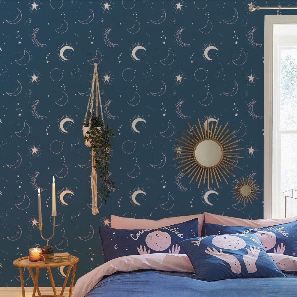 Cosmic Babe Wallpaper Navy 5060802622935