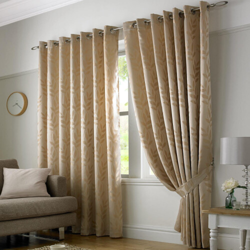 Tivoli Eyelet Curtains Latte 46" x 90"