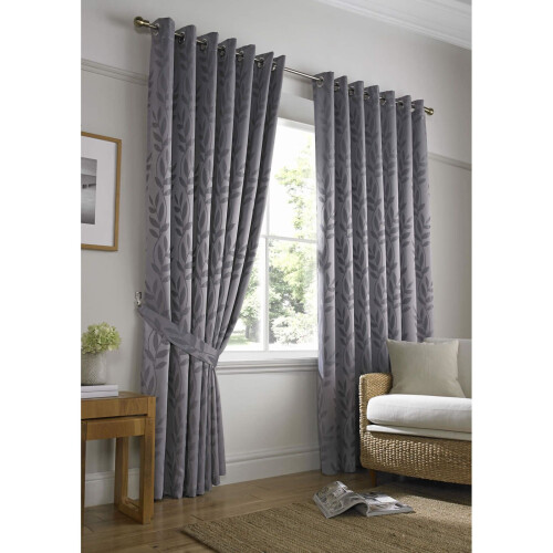 Tivoli Eyelet Curtains Silver 90" x 72"