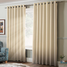 Essential Blackouts Eyelet Curtains Cream 66" x 54"
