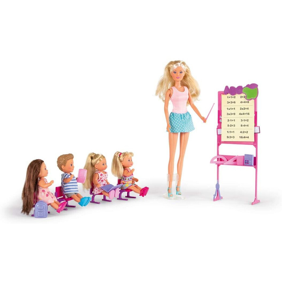 Simba 105730472002 Steffi Love School Mannequin Doll 29 cm Board and Accessories + 4 Students