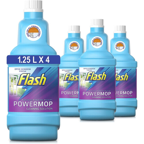 Flash Flash Powermop Refill Liquid Floor Cleaner Fresh 5L 1.25L x 4 Solution
