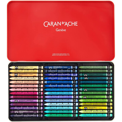 Caran Dache Metal tin with 84 Assorted Colours 1