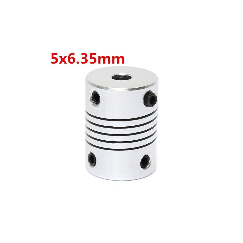 5mm x 6.35mm Aluminum Flexible Shaft Coupling OD19mm x L25mm CNC Stepper Motor Coupler Connector