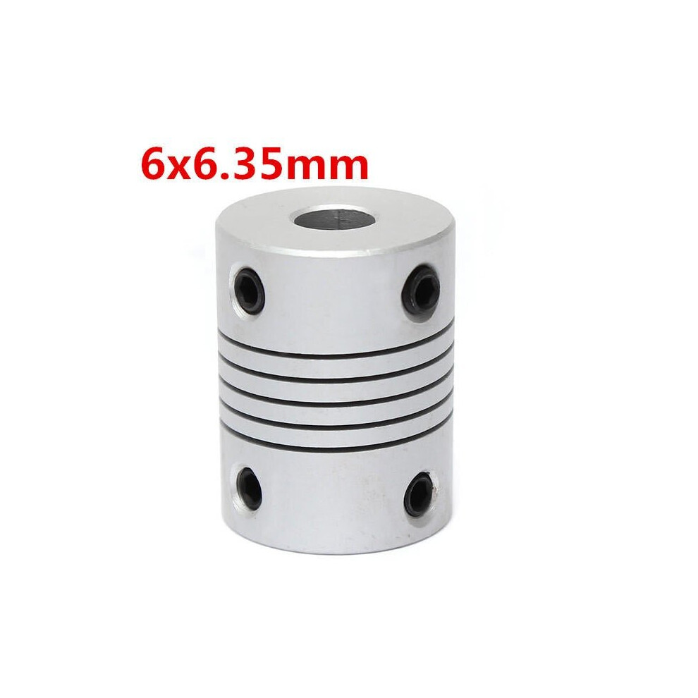 6mm x 6.35mm Aluminum Flexible Shaft Coupling OD19mm x L25mm CNC Stepper Motor Coupler Connector