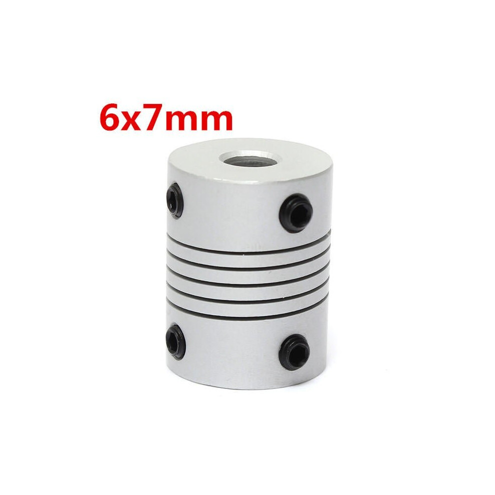 6mm x 7mm Aluminum Flexible Shaft Coupling OD19mm x L25mm CNC Stepper Motor Coupler Connector