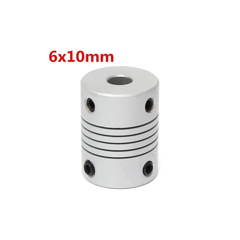 6mm x 10mm Aluminum Flexible Shaft Coupling OD19mm x L25mm CNC Stepper Motor Coupler Connector