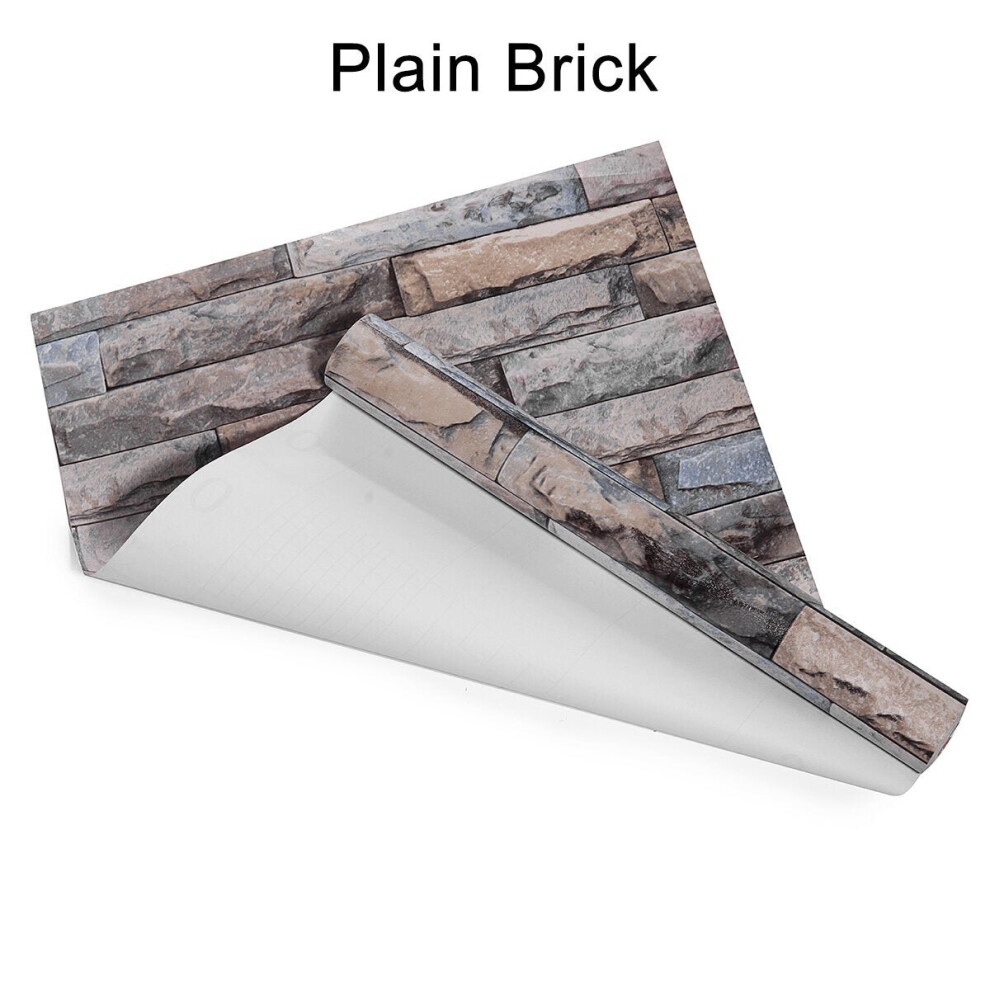(Plain Black) 3D Simulation Brick Wall Paper Self-Adhesive Stone Wallpaper Fashion Restaurant Hotel Store Decoration Water Sticker