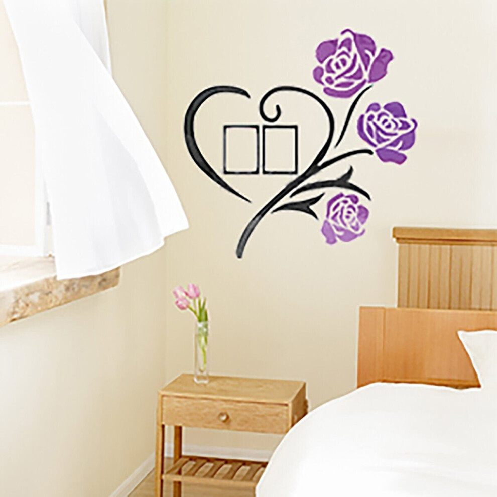 (Purple, M) 3D Flower Wall Sticker Acrylic Decal Mural Home Room Art Decor Self Adhesive