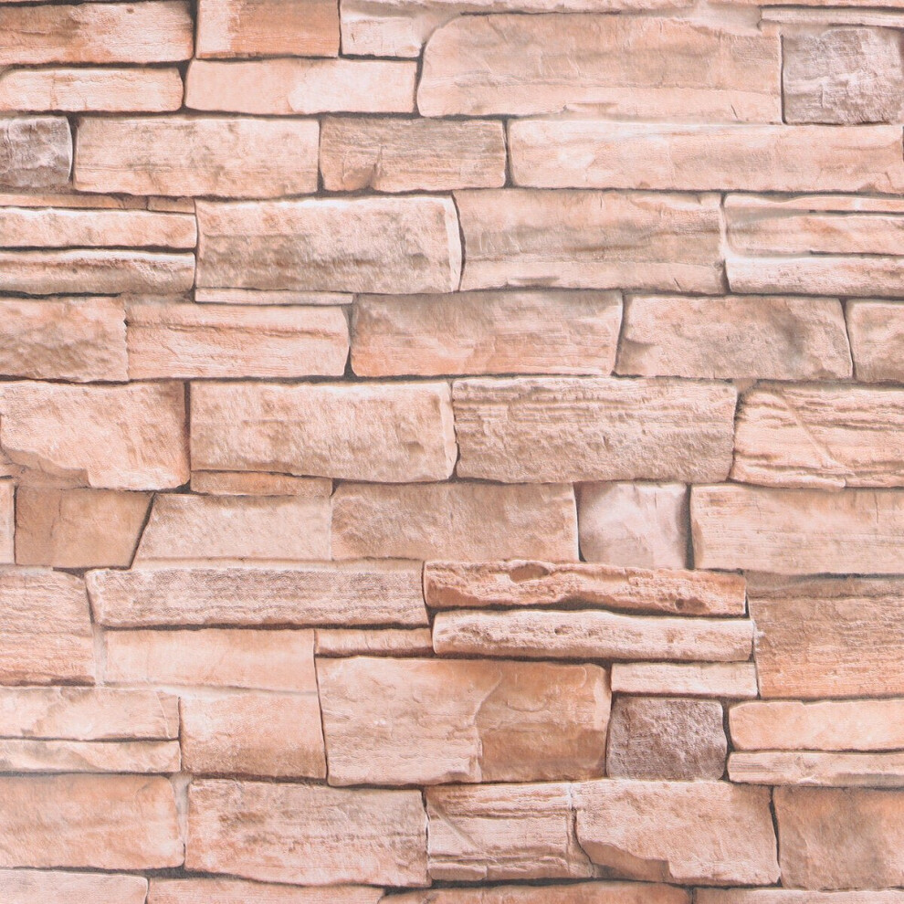 (Brown) 45x100CM 3D Stone Brick Wall Paper Sticker Kitchen Bathroom Waterproof PVC Home