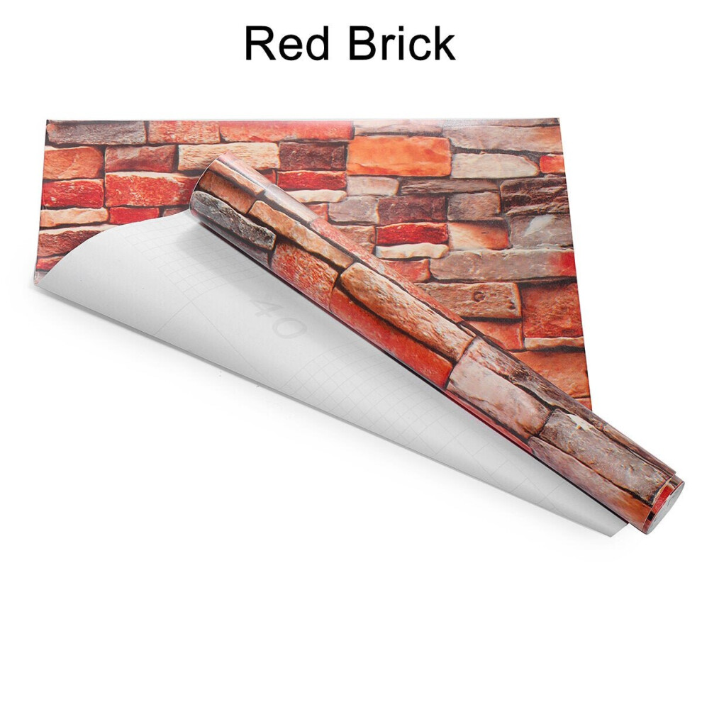 (Red Brick) 3D Simulation Brick Wall Paper Self-Adhesive Stone Wallpaper Fashion Restaurant Hotel Store Decoration Water Sticker