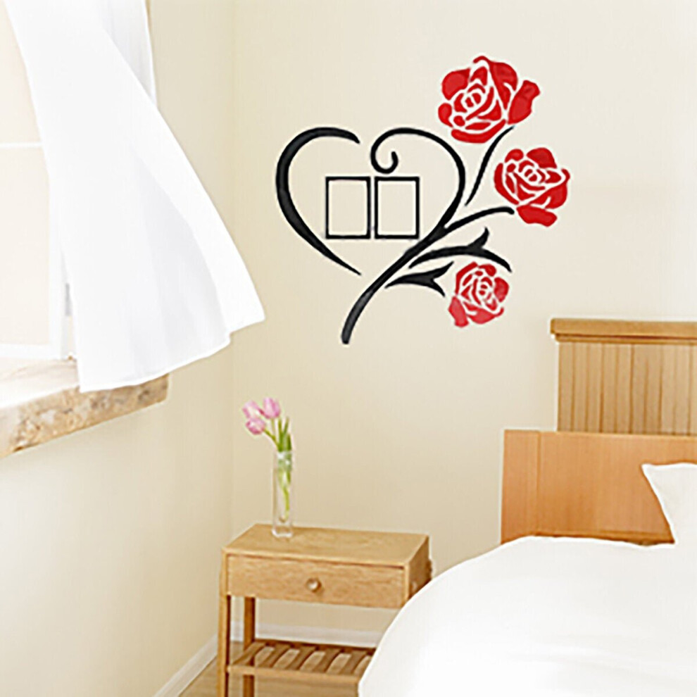 (Red, M) 3D Flower Wall Sticker Acrylic Decal Mural Home Room Art Decor Self Adhesive