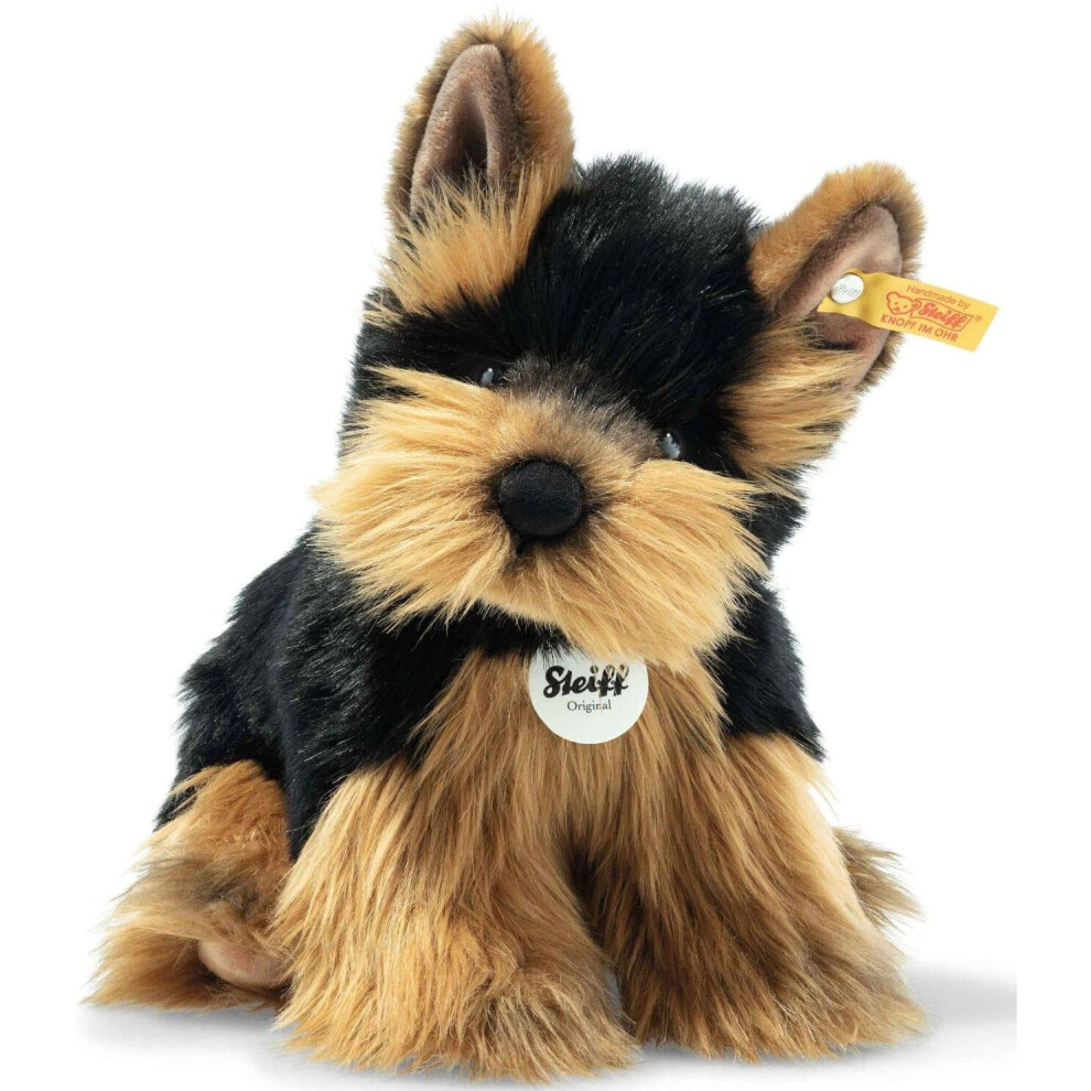 Steiff 76923 Original Soft Toy Dog Hercules Yorkshire Terrier, Cuddly Toy Approx. 24 cm, Branded Plush Button in Ear, Cuddly Friend for Babies from