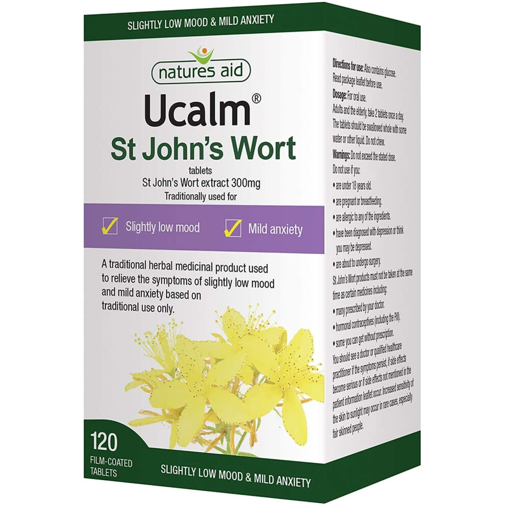 Natures Aid Ucalm St John's Wort, Relief Vegan, 120 Tablets