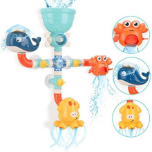 Baby Bath Toys, Diy Pipes Cute Animal Water Spray Baby Bath Toys, Bathtub Toys for Toddlers Kids 1 2 3 4 5+ Year Old Girls Boys-Gift Box