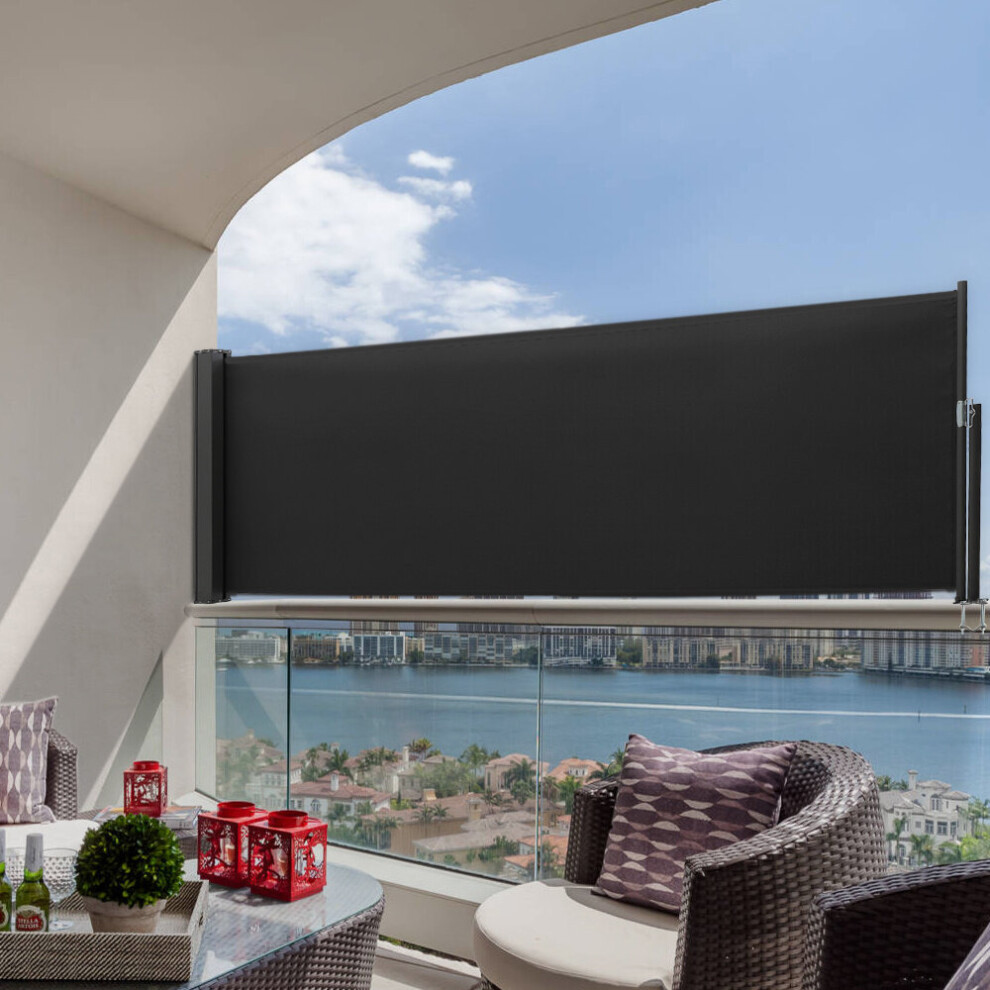 Retractable Side Awning Garden Privacy Screen Balcony Windbreak Sunshade, 300x140cm