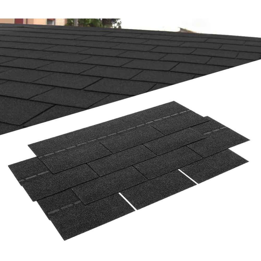 (Dark Black) Pack of 18 Tiles Roofing Felt Shingles Shed Roof Panel Sheet Asphalt House 2.61㎡