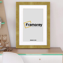 (6x4" Pic (8x6" Frame)) Gold Wooden Effect Picture Frame, Step Style Photo Frames, Wall Hanging Frames, Home Décor Frame With White Mount