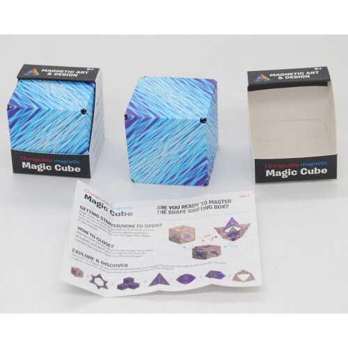(Blue) Changeable Magnetic Magic Cube 3D Flip Puzzle Toys Gift 1