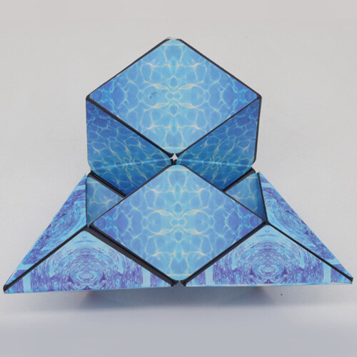 (Blue) Changeable Magnetic Magic Cube 3D Flip Puzzle Toys Gift 2