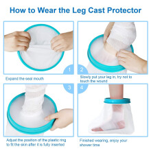 Fasola 2102 Ankle Cast Protector - 11-Inch Waterproof Shower Cover for Toe/Foot Wounds, Reusable PVC Cast Bag Keeps Bandages Dry