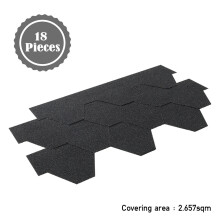 (Black) 2.61㎡ Roofing Felt Shingles Shed Roof Panels Ridge Tiles Hexagonal