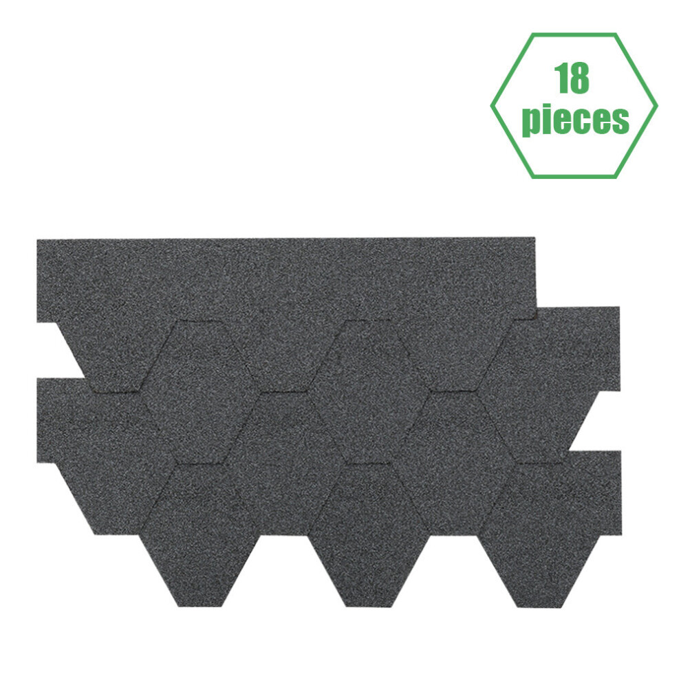 (Grey) 2.61㎡ Roofing Felt Shingles Shed Roof Panels Ridge Tiles Hexagonal