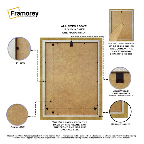 (6x4" Pic (8x6" Frame)) Gold Wooden Effect Picture Frame, Step Style Photo Frames, Wall Hanging Frames, Home Décor Frame With Ivory Mount 2