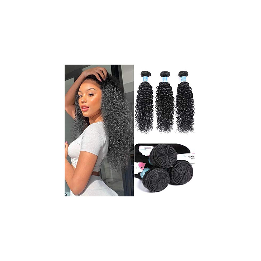 Grade 8A Virgin Brazilian Curly Hair Bundles Kinky Curly Human Hair 3 Bundles 1B color 100 Unprocessed Remy Hair Bundles 10 12 14 Inch