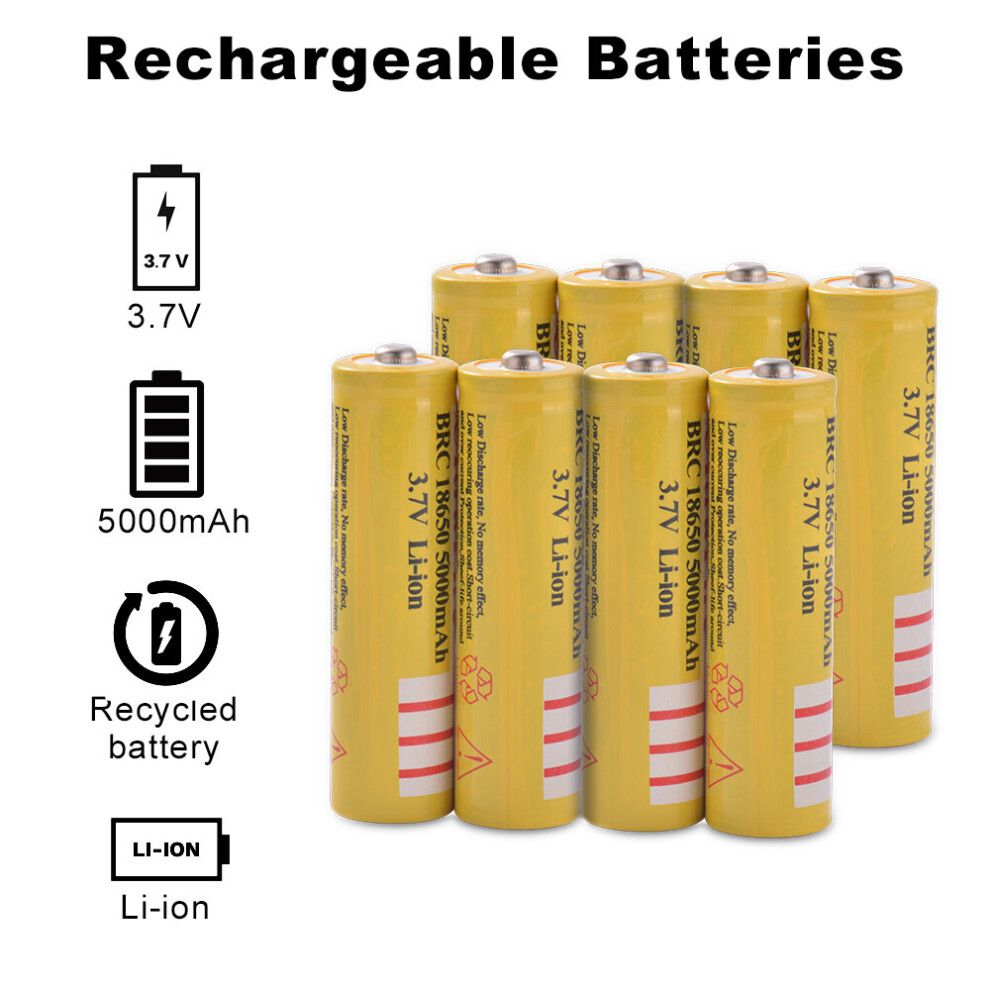 (8Pcs) 2/4/8Pcs 18650 Rechargeable Li-Ion 5000Mah 3.7V Battery For Flashlight Toys 7381457009420