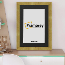 (6x4" Pic (8x6" Frame)) Gold Wooden Effect Picture Frame, Step Style Photo Frames, Wall Hanging Frames, Home Décor Frame With Black Mount