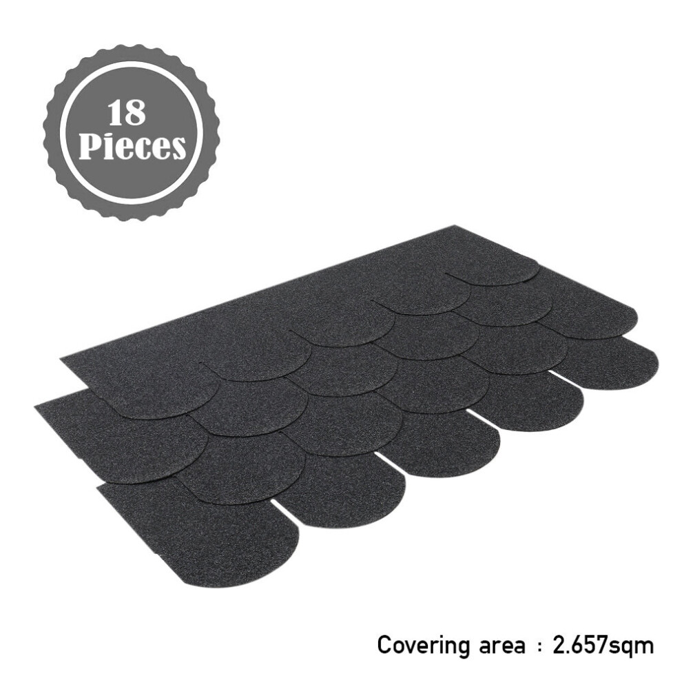 (Dark Black) Fishscale-5 Tab Roofing Felt Shingles Roof Tiles Lightweight Shingles 18pcs/Pack