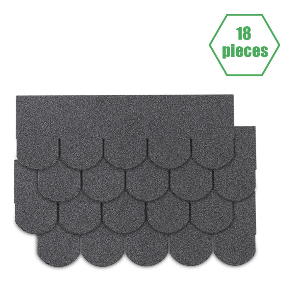 (Grey) Fishscale-5 Tab Roofing Felt Shingles Roof Tiles Lightweight Shingles 18pcs/Pack