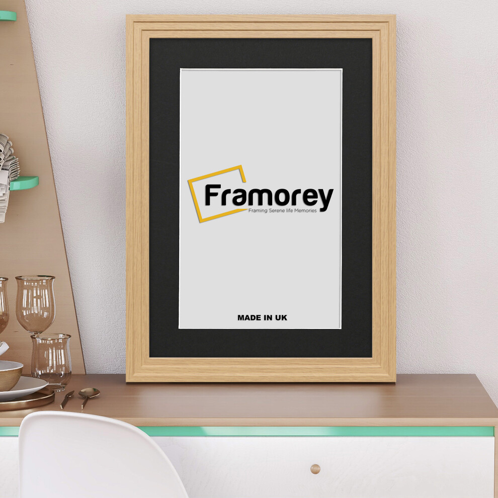 (10x8" Pic (12x10" Frame)) Oak Wooden Effect Picture Frame, Step Style Photo Frames, Wall Hanging Frames, Home DÃ©cor Frame With Black Mount-image-OPC-P92F6QH-NEW