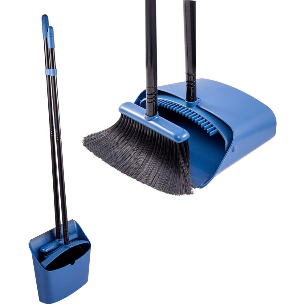 Jekayla Broom and Dustpan Set, Sweeper and Dust pan Combo with 54 Inch Long Handle for Household Cleaning Sweeping, Blue