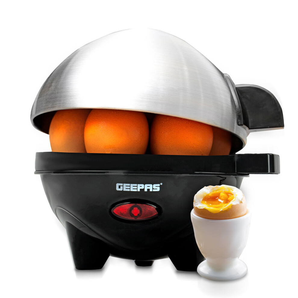 Geepas Egg Boiler Poacher 350W Electric Egg Cooker & Omelette Maker Vegetable Steamer Poaching Bowl Measuring Cup with Egg Piercer 7 Egg Capacity