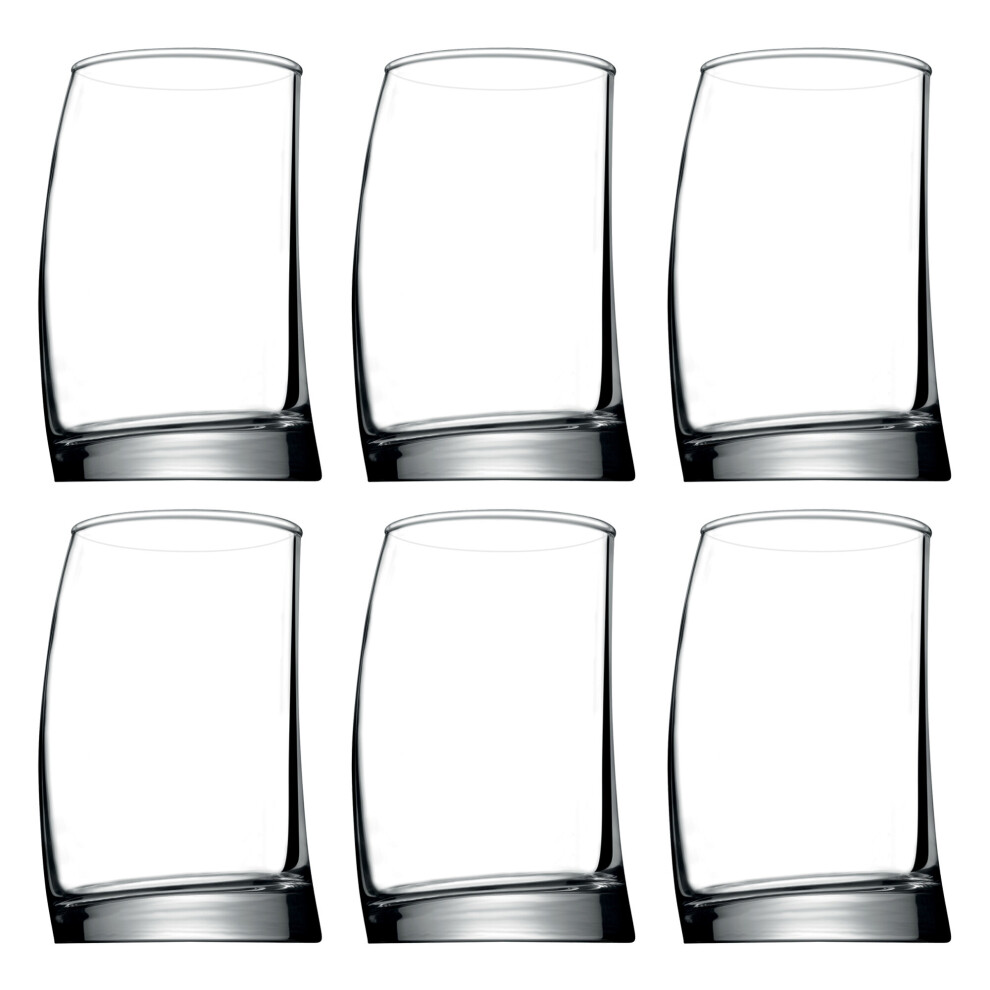 (370ml, 6 Glasses) Pasabahce Curved Glasses Whisky Dining Tumbler