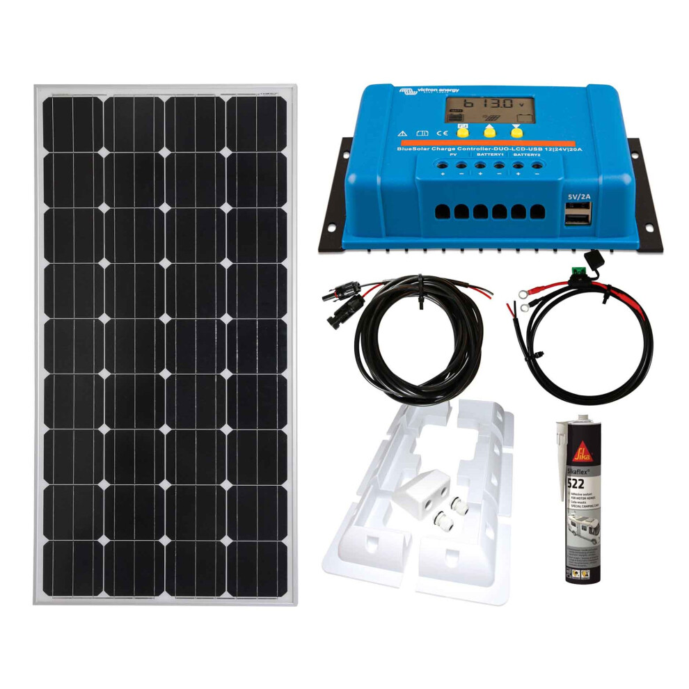 Victron 150w Solar Panel Kit charging PWM-DUO Dual battery Controller sikaflex