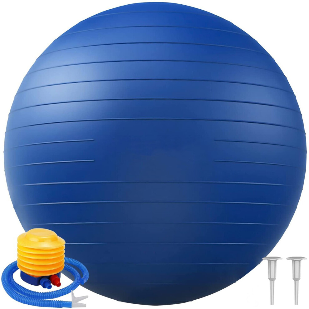 (Blue) 65cm Yoga Ball Fitness Balls Sports Pilates Birthing Exercise Training Workout (including pump)