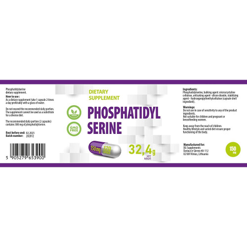 Phosphatidylserine 150mg 120 Vegan Capsules High Strength, for Concentration and Memory 1