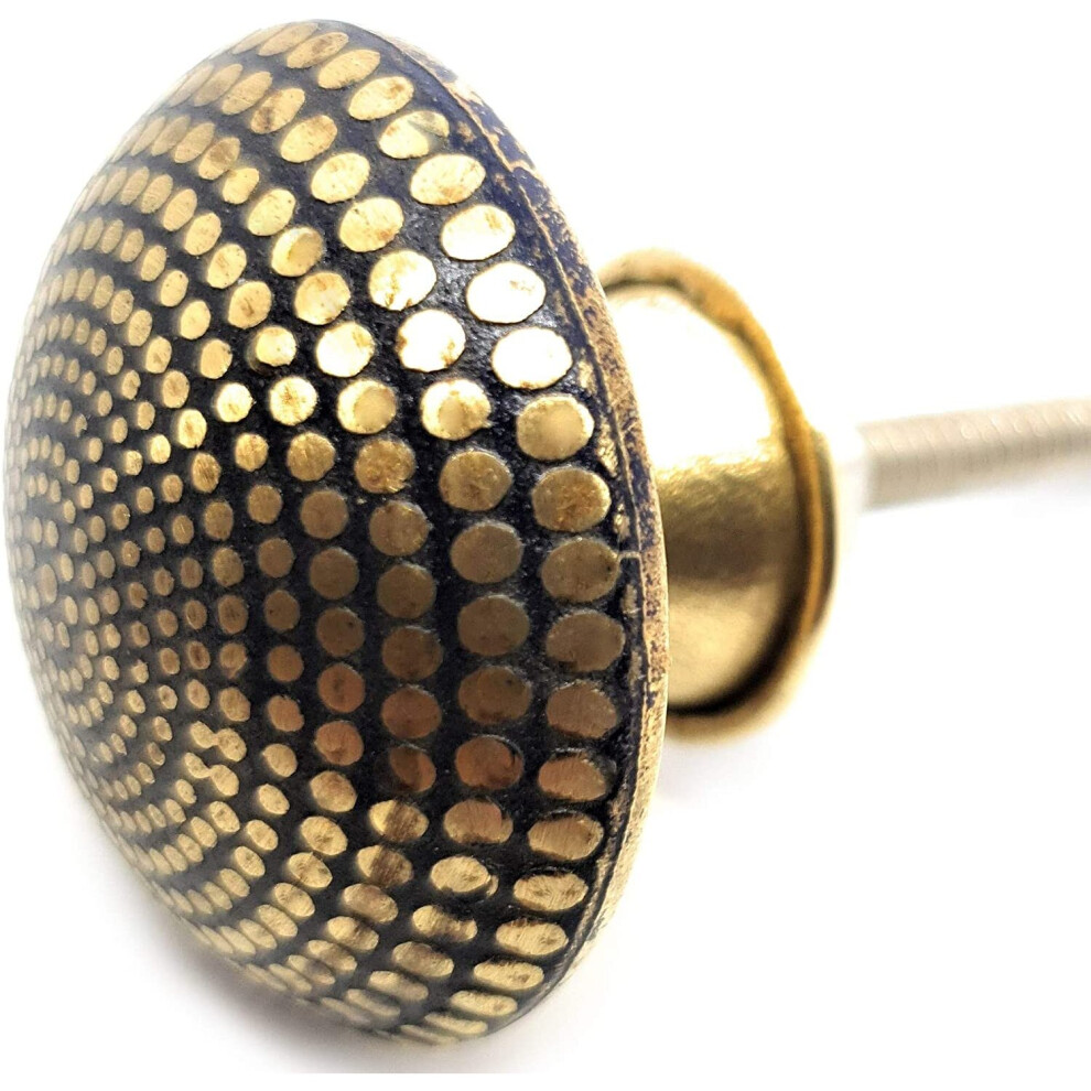 Antiqued Brass Dimple Knobs - Set Of 6 By French Furniture Fittings (Fff) - Kitchen Cabinet Pull Knobs, Cupboard, Chest, Furniture, Drawer Handles - 7436126536568