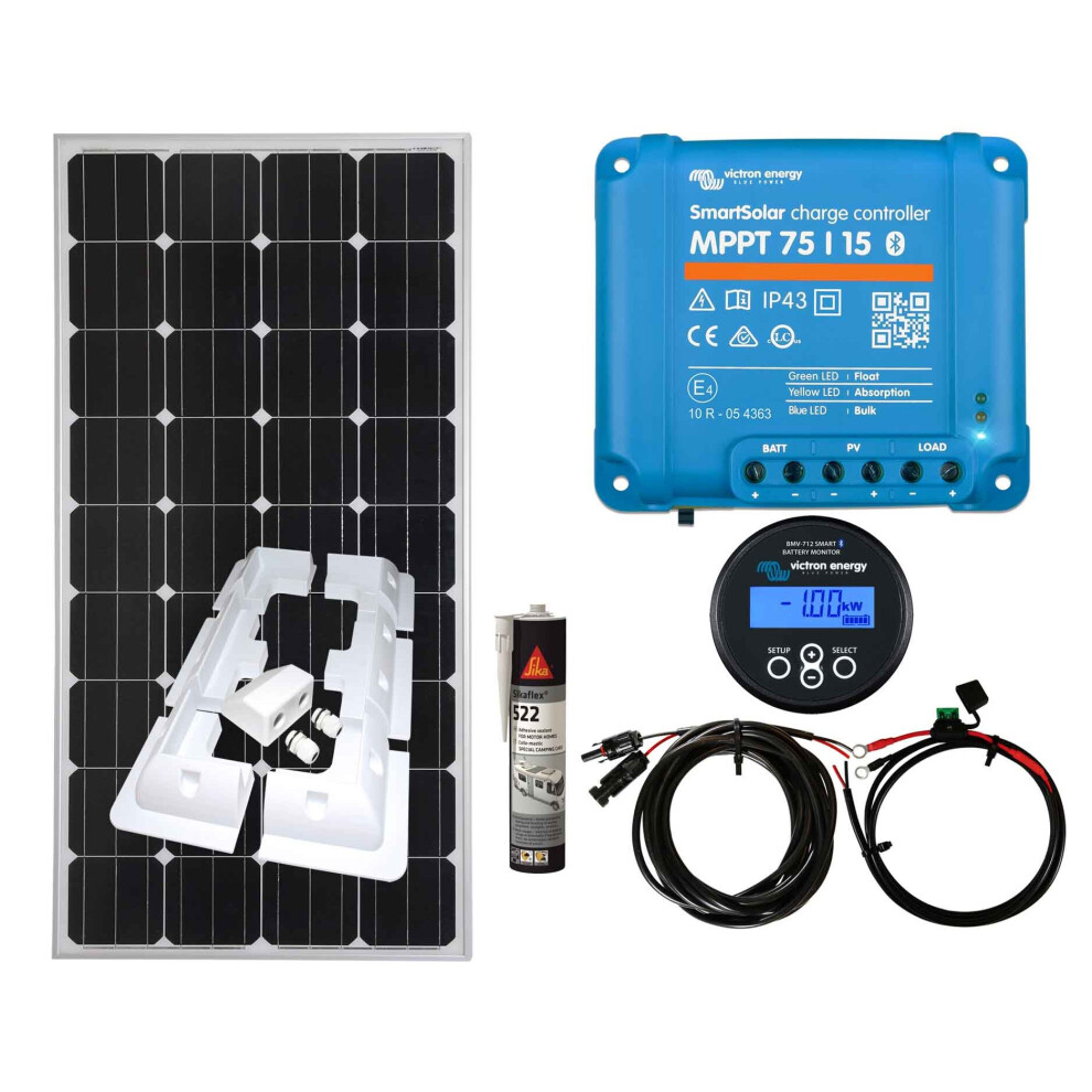 Victron 150w Mono Solar Panel Kit charging MPPT Controller Battery Monitor