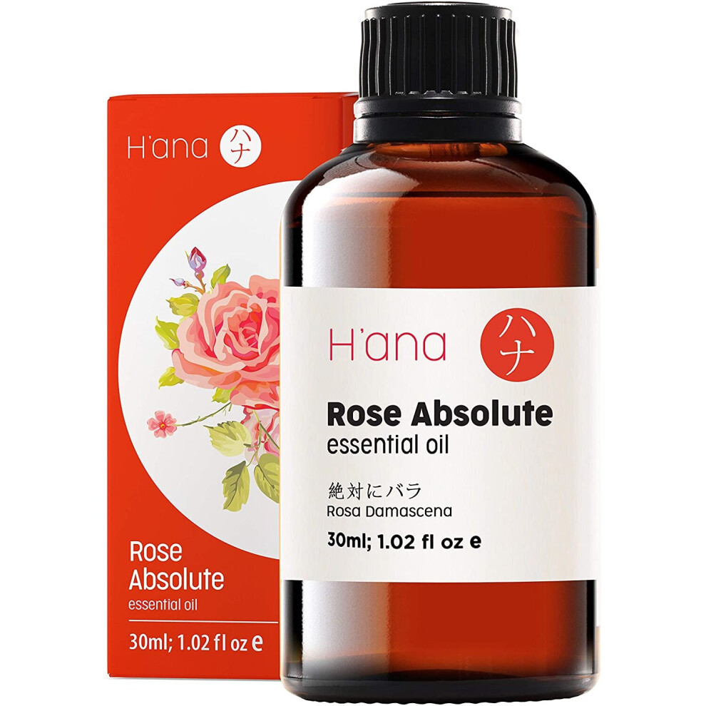 H'ana Rose Absolute Essential Oil - Relieves Stress And Moisturizes Skin - For Sweeter Stress-Free Day - 100 Pure Therapeutic Grade For Aromatherapy